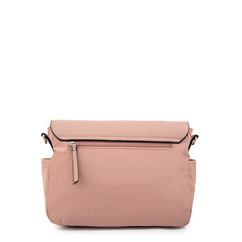 Cartera bandolera con tapa lois mediana rosa viejo