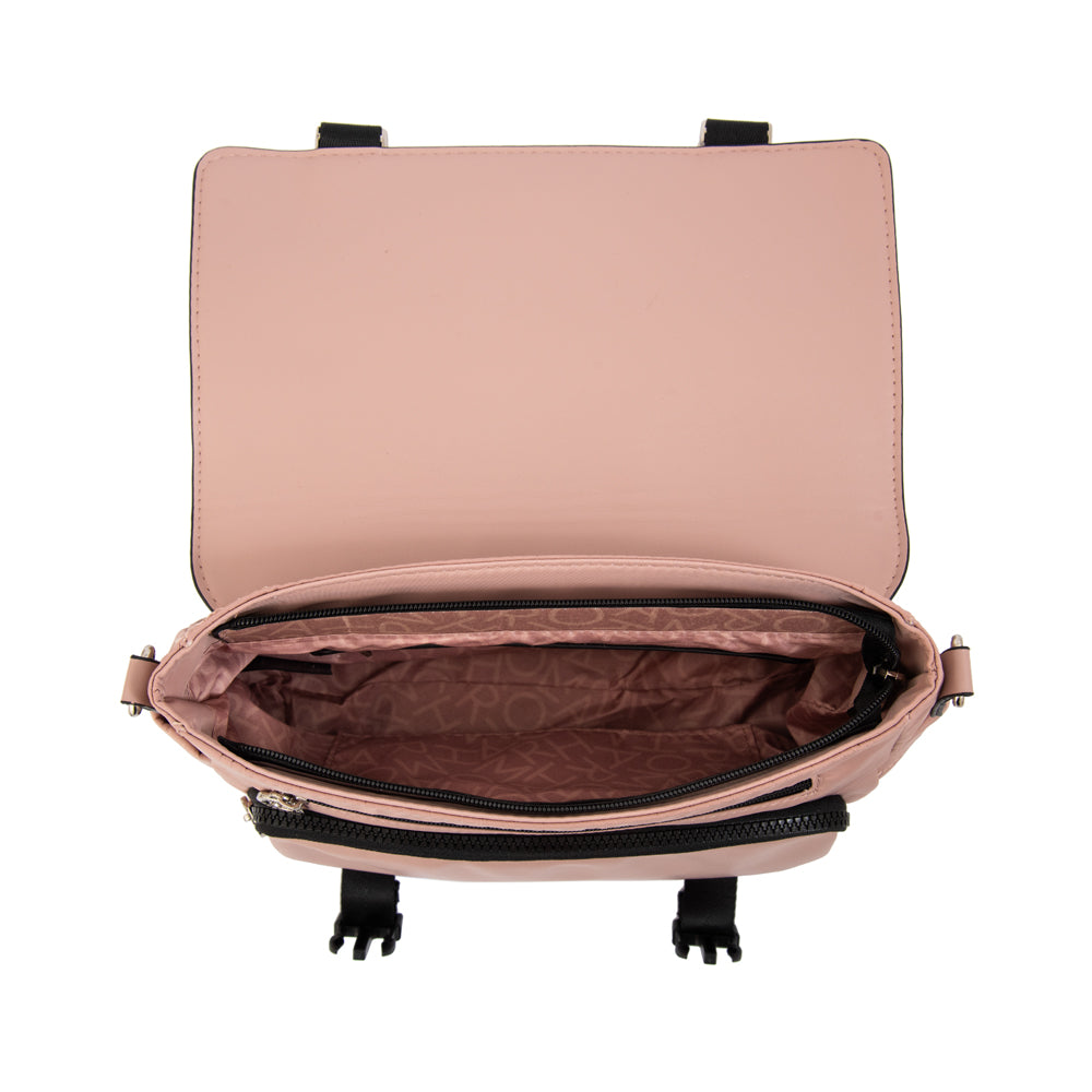 Cartera bandolera con tapa lois mediana rosa viejo