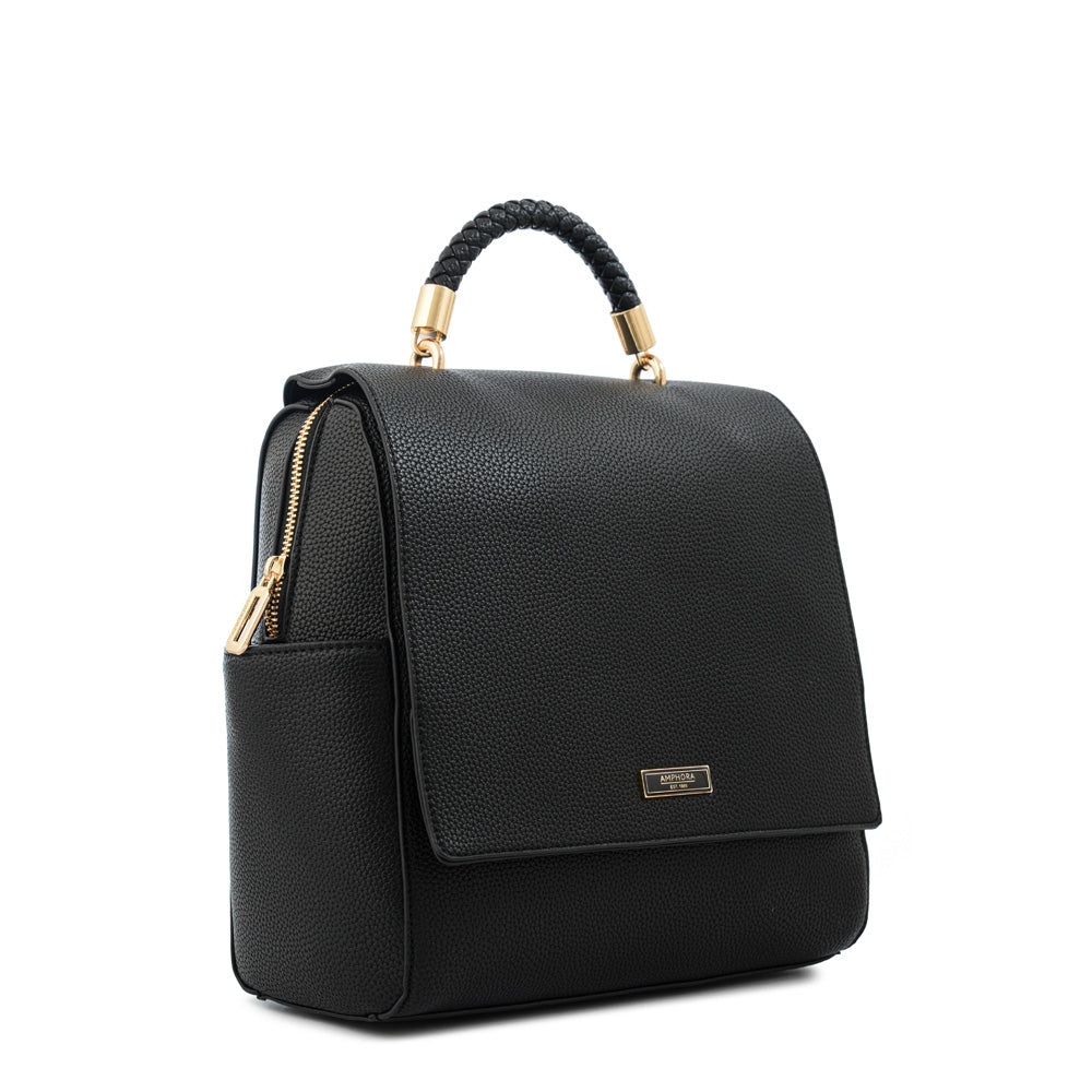 Mochila con tapa rosy mediana negro