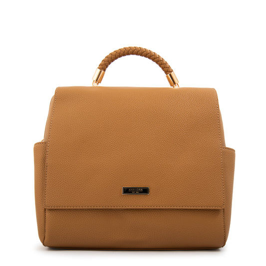 Mochila con tapa rosy mediana camel