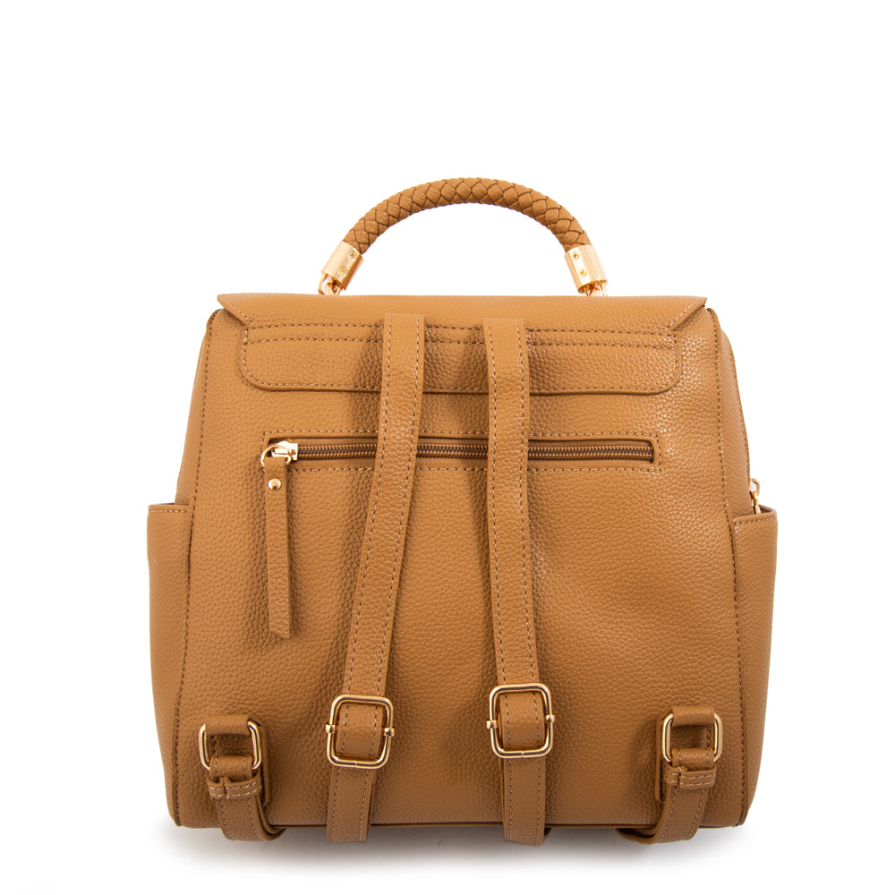 Mochila con tapa rosy mediana camel