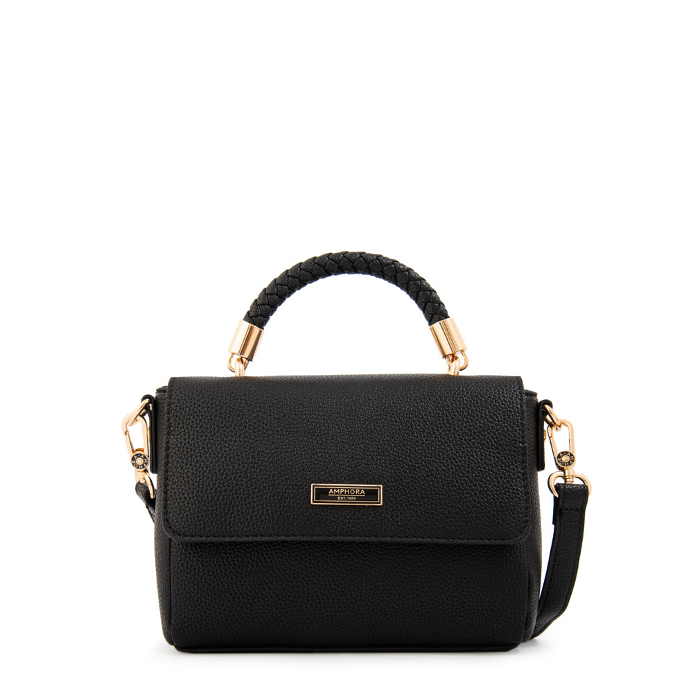 Cartera bandolera con tapa rosy pequeña negro