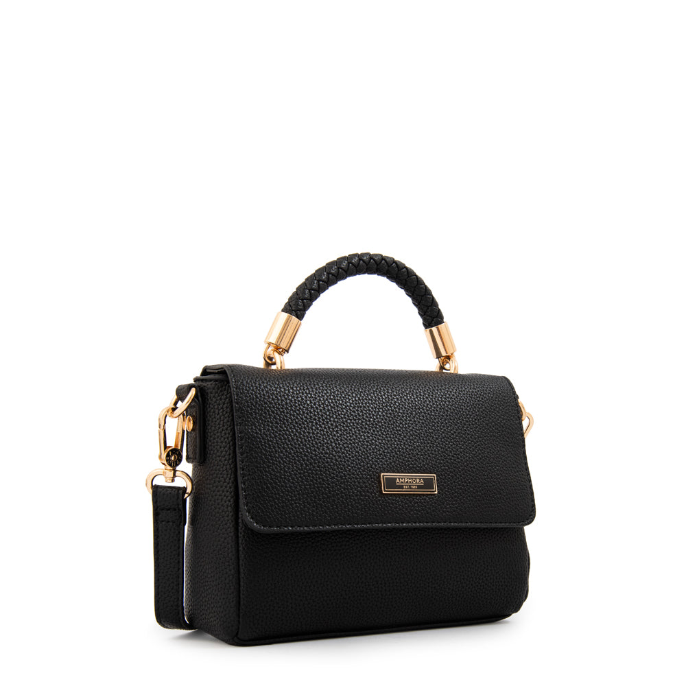 Cartera bandolera con tapa rosy pequeña negro