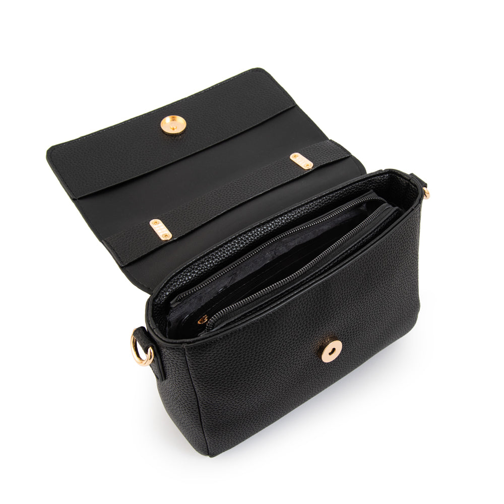 Cartera bandolera con tapa rosy pequeña negro