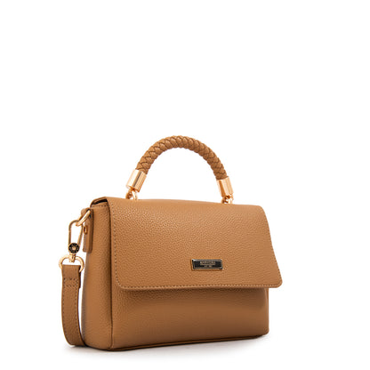 Cartera Bandolera con tapa rosy pequeña camel