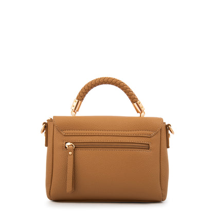 Cartera Bandolera con tapa rosy pequeña camel