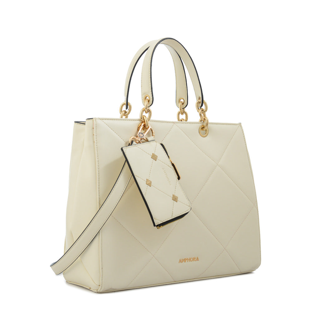 Cartera tote keny pequeña blanco crudo