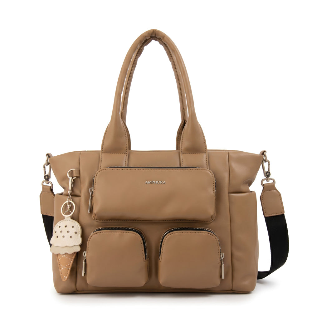 Cartera tote gelatto beige oscuro