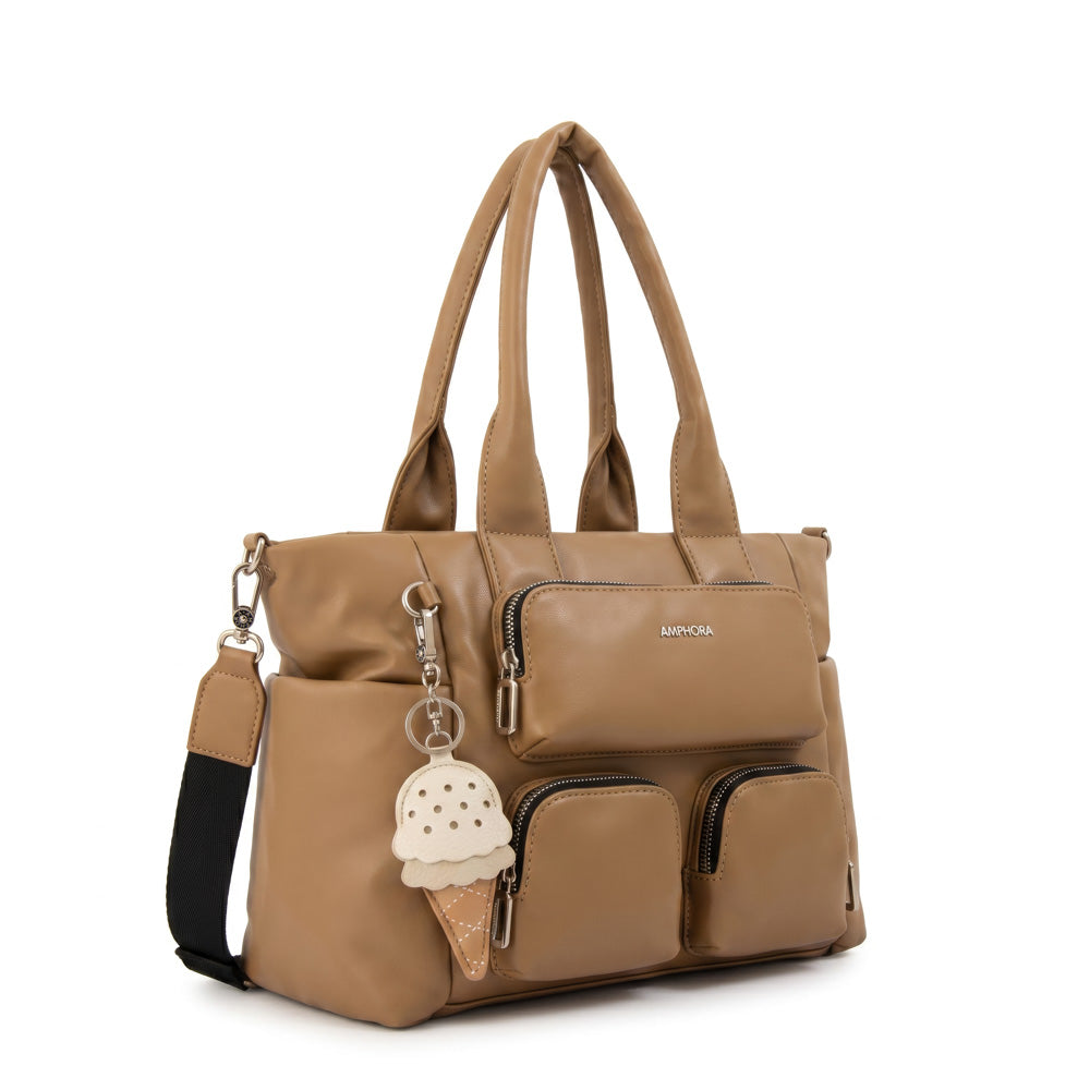 Cartera tote gelatto beige oscuro