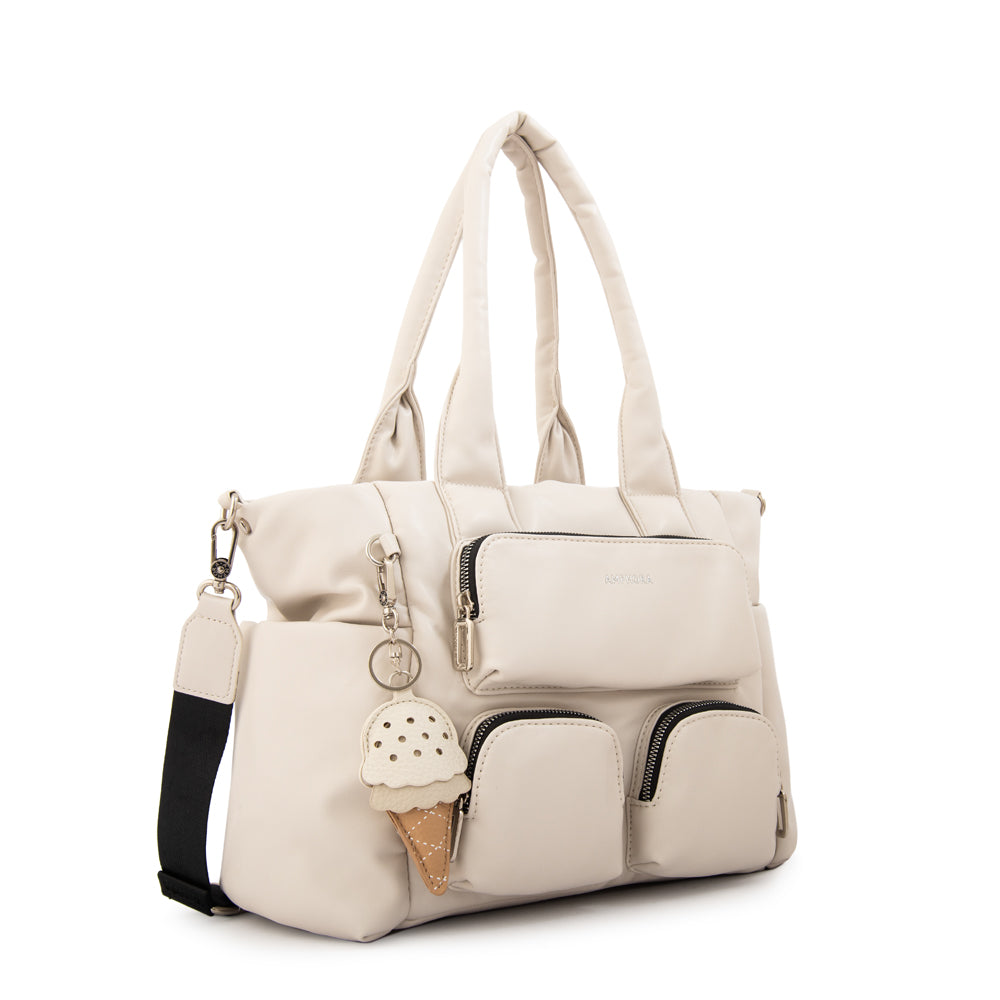 Cartera tote gelatto grande blanco crudo