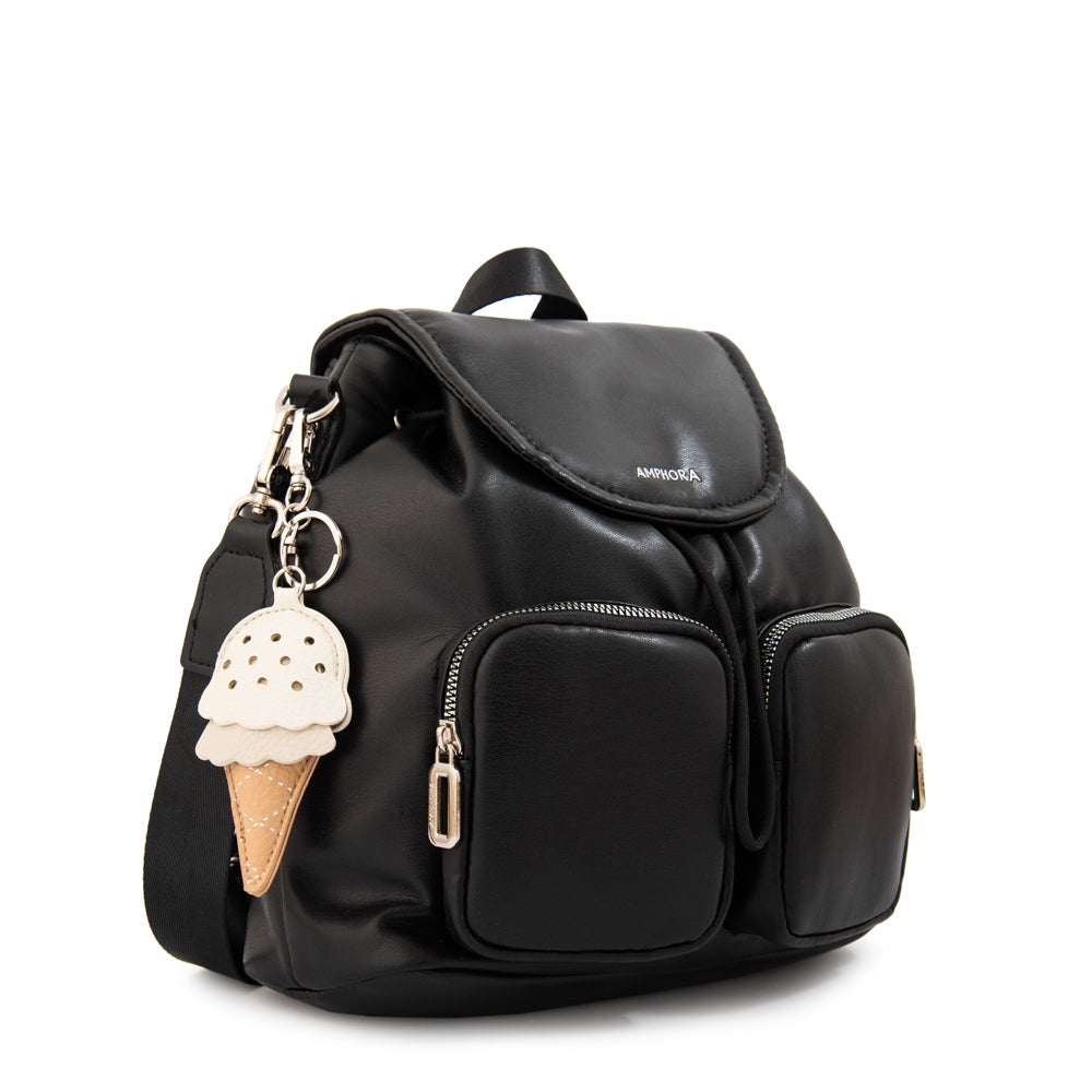 Mochila con tapa gelatto mediana negro