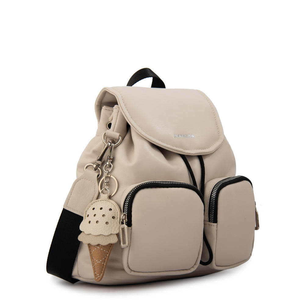Mochila con tapa gelatto mediana blanco crudo