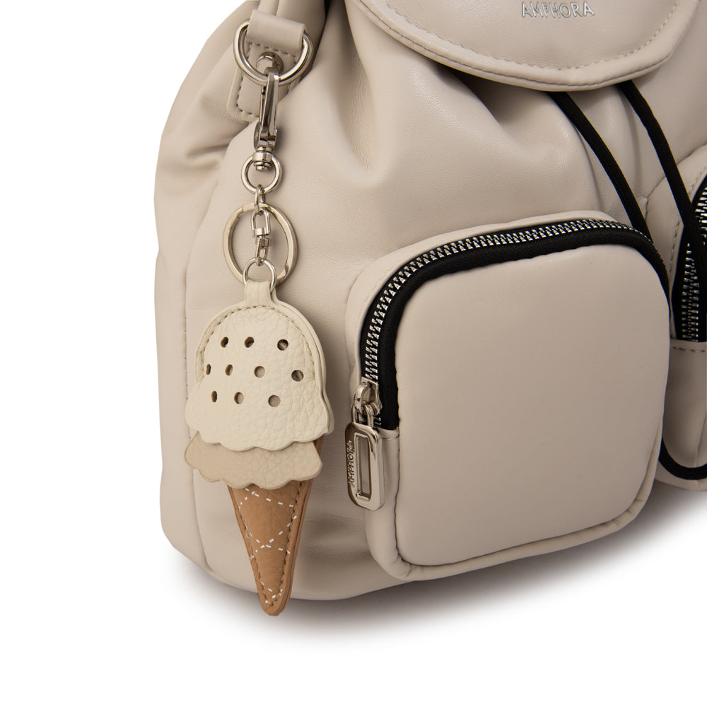 Mochila con tapa gelatto mediana blanco crudo