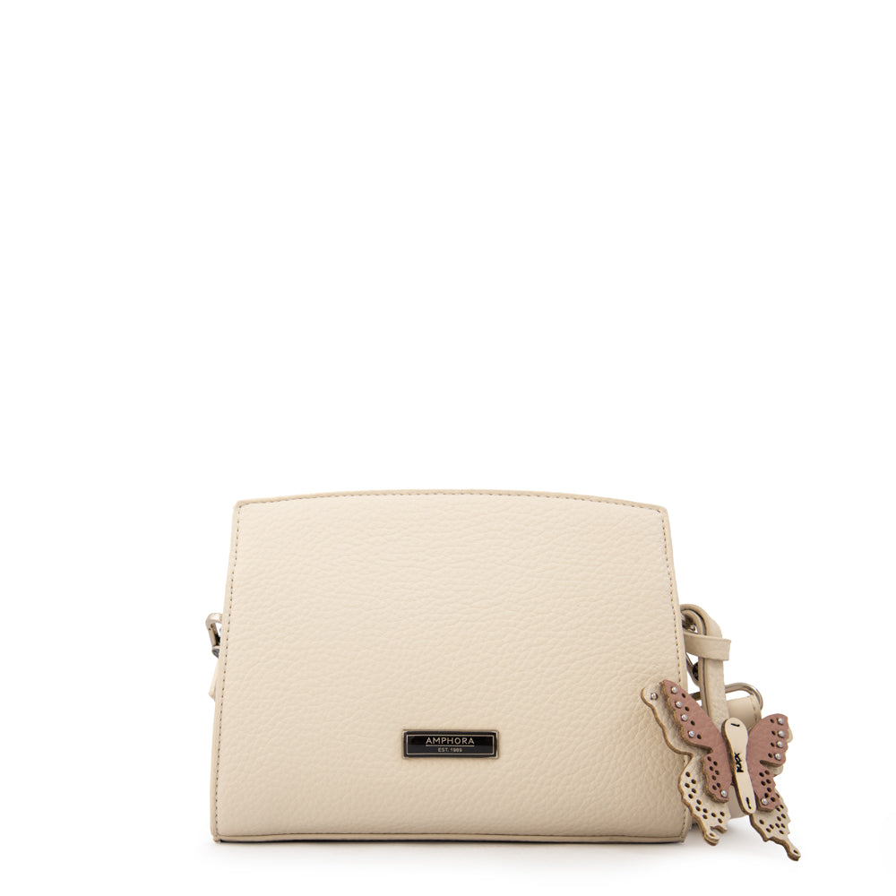 Cartera bandolera maripi pequeña blanco crudo