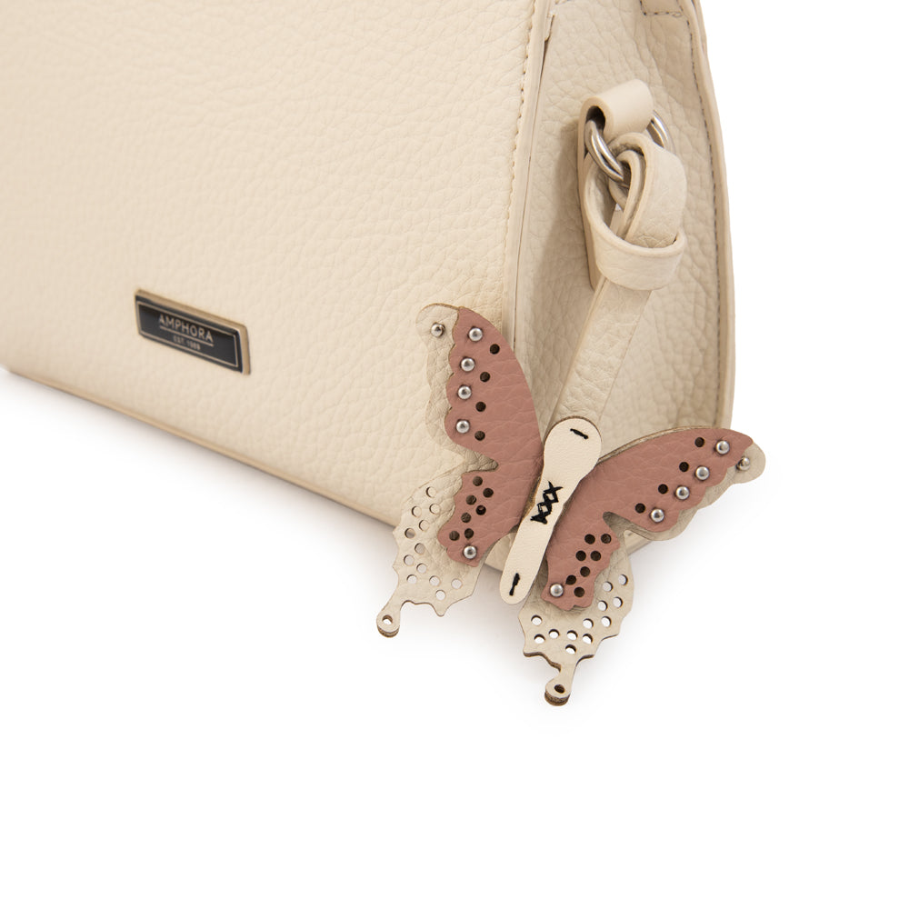 Cartera bandolera maripi pequeña blanco crudo