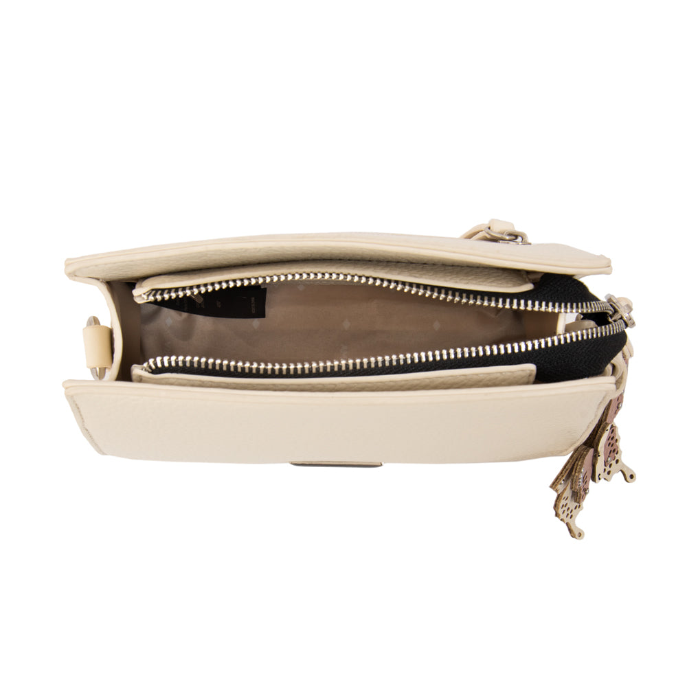 Cartera bandolera maripi pequeña blanco crudo