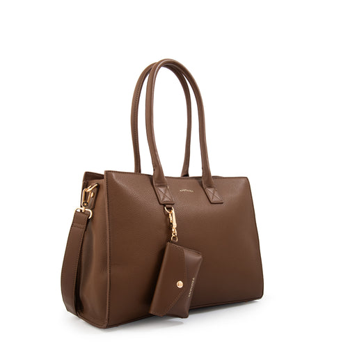 Cartera tote porta notebook mabel grande café oscuro