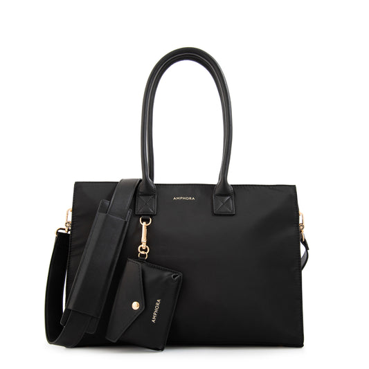 Cartera tote porta notebook mabel grande negro especial