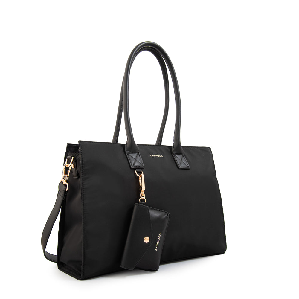 Cartera tote porta notebook mabel grande negro especial