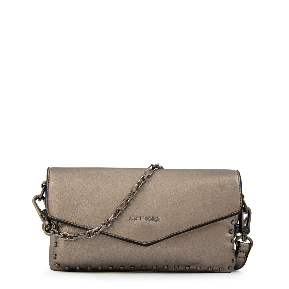 Cartera bandolera jani pequeña plateado oscuro
