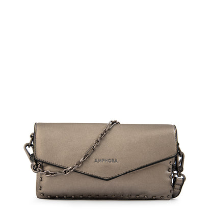 Cartera bandolera jani pequeña plateado oscuro