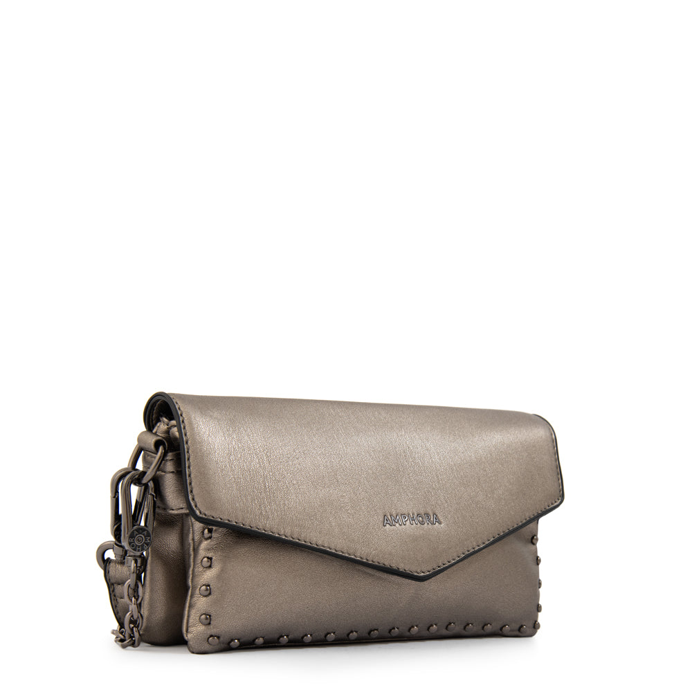 Cartera bandolera jani pequeña plateado oscuro