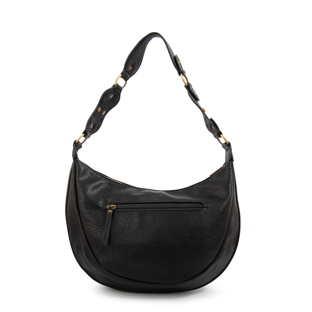 Cartera corte oval rocio mediana negro