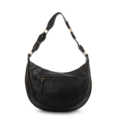 Cartera corte oval rocio mediana negro