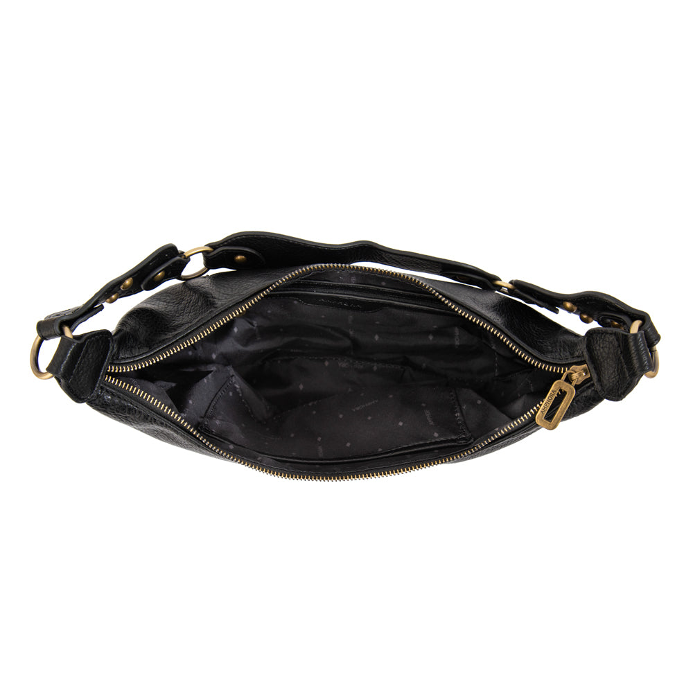 Cartera corte oval rocio mediana negro