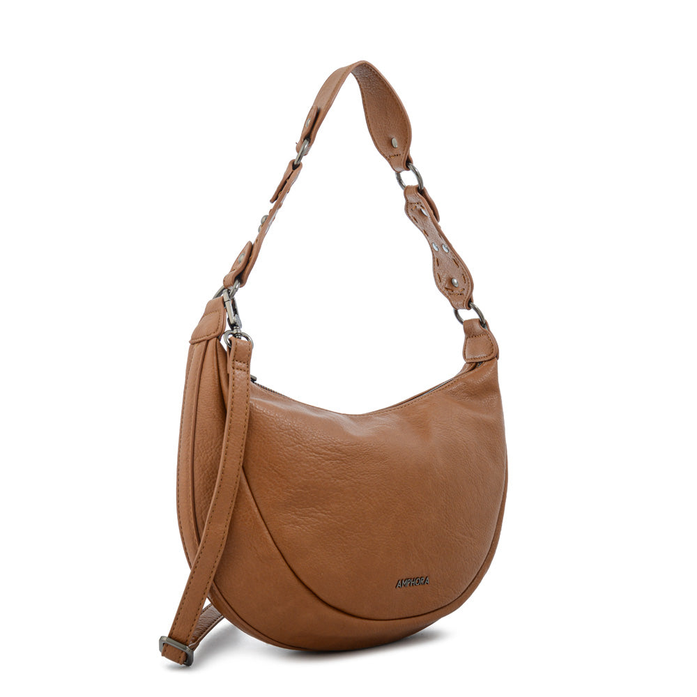 Cartera corte oval rocio mediana camel