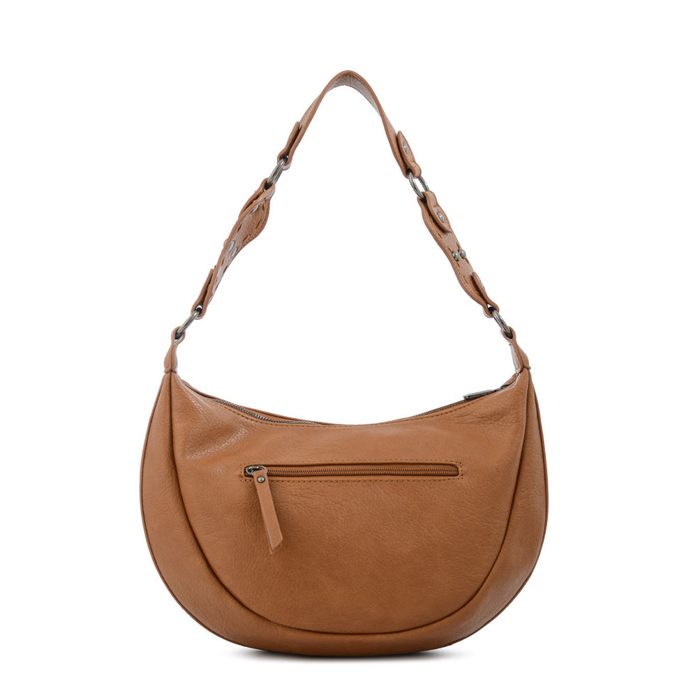 Cartera corte oval rocio mediana camel