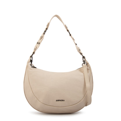 Cartera oval rocio mediana blanco crudo