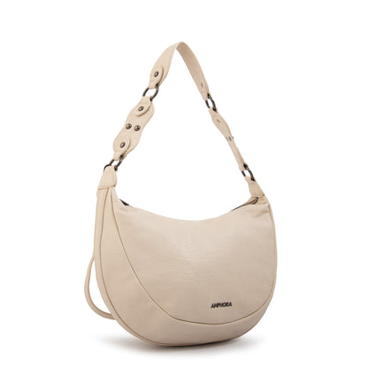 Cartera oval rocio mediana blanco crudo