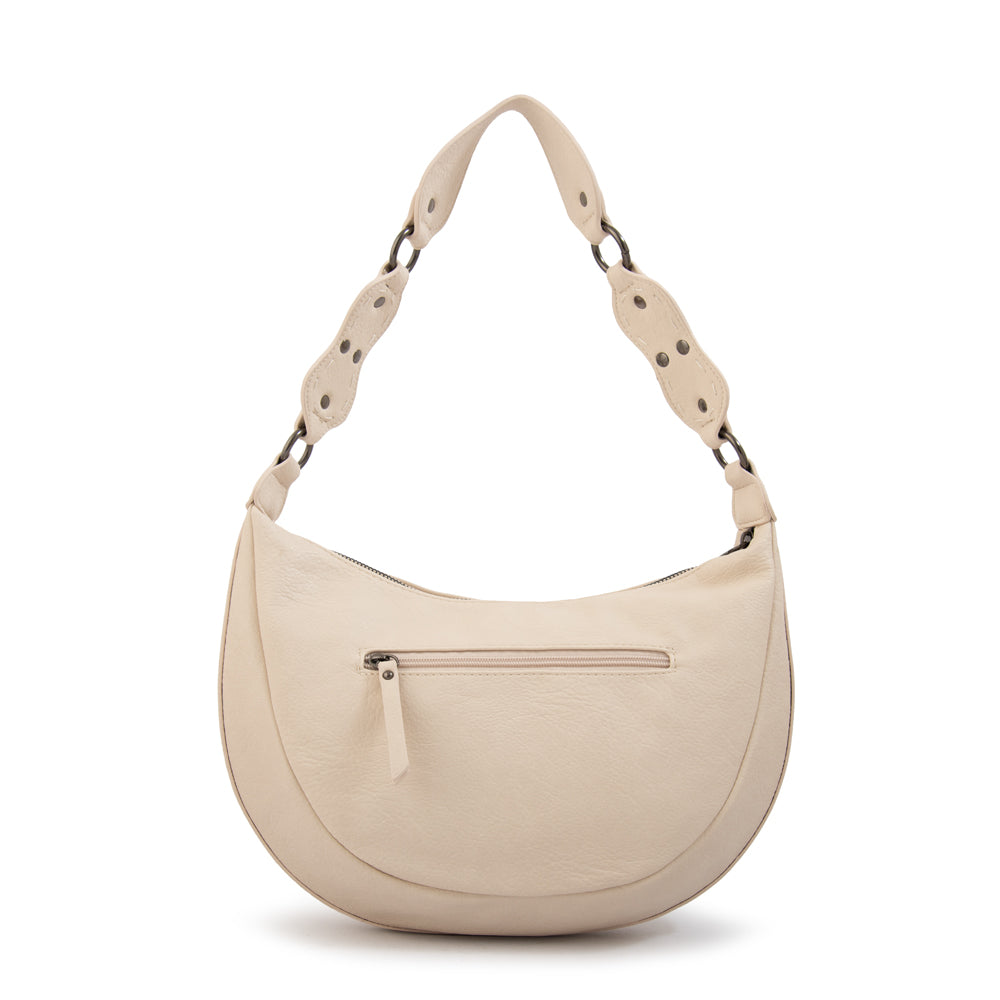 Cartera oval rocio mediana blanco crudo