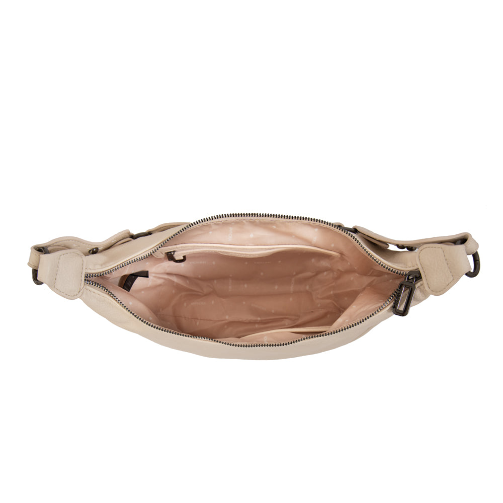 Cartera oval rocio mediana blanco crudo