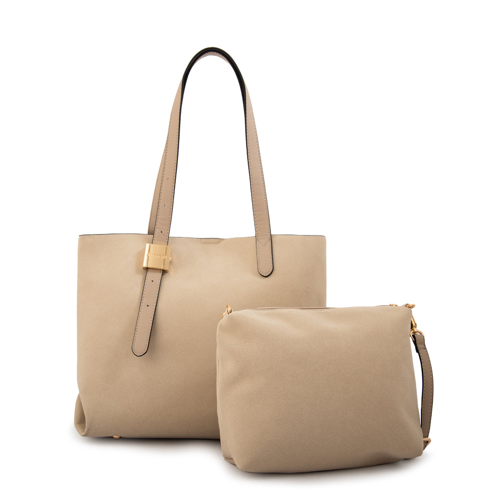 Cartera tote tres divisiones brisy grande beige