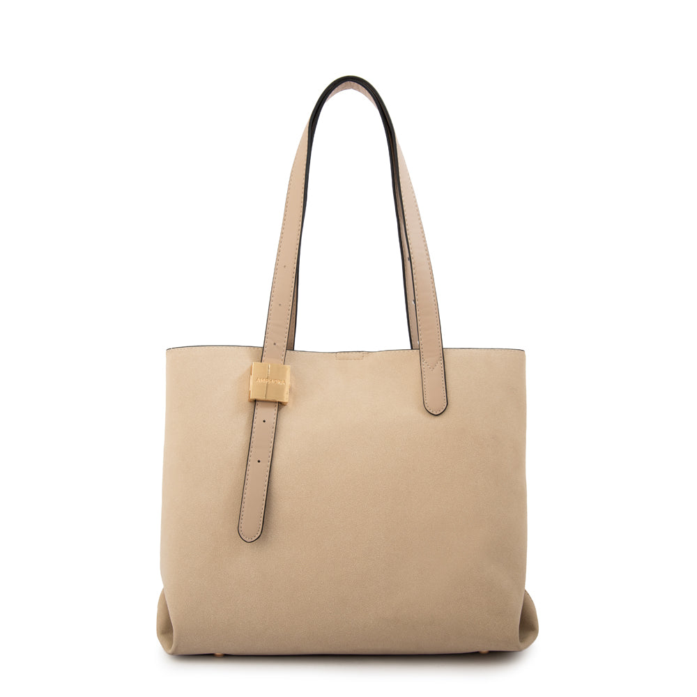 Cartera tote tres divisiones brisy mediana beige