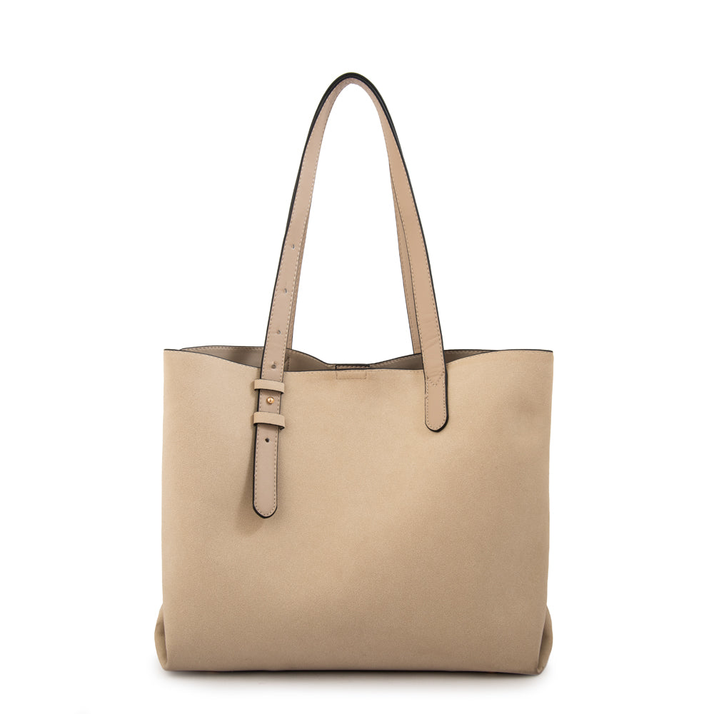 Cartera tote tres divisiones brisy mediana beige