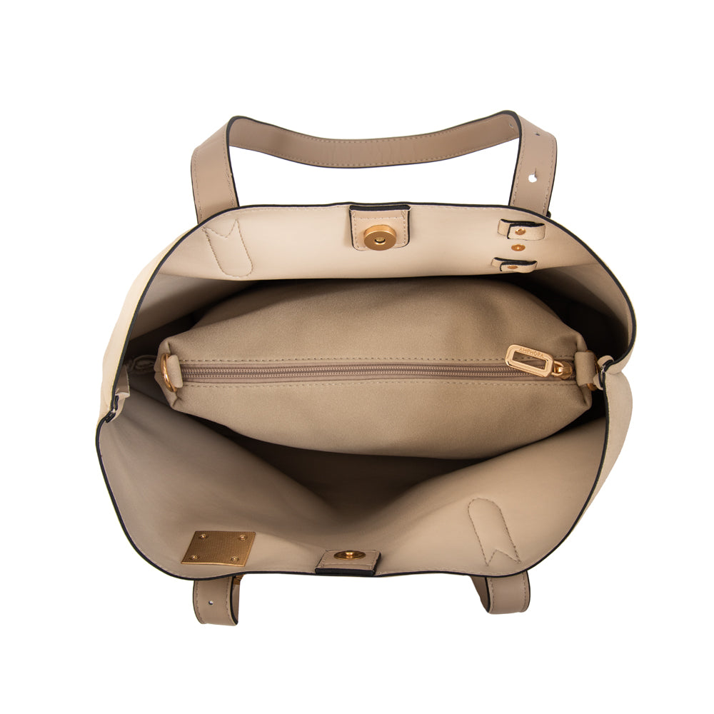 Cartera tote tres divisiones brisy mediana beige