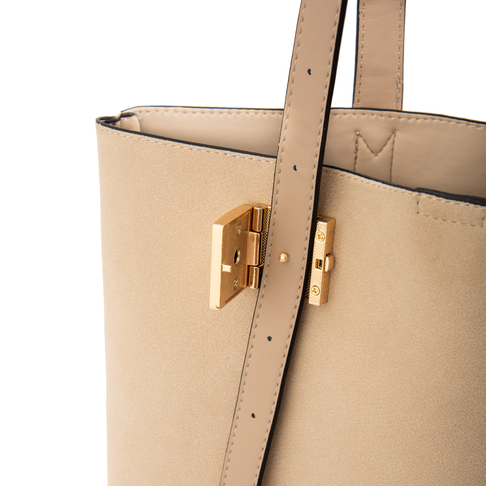 Cartera tote tres divisiones brisy mediana beige