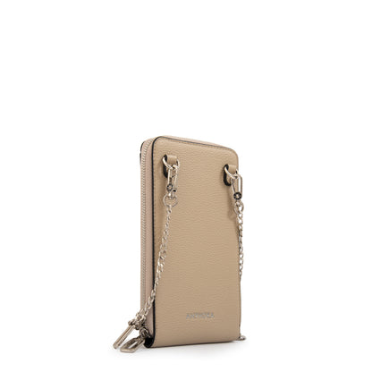 Cartera bandolera porta celular rocy pequeña beige
