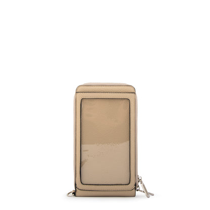 Cartera bandolera porta celular rocy pequeña beige