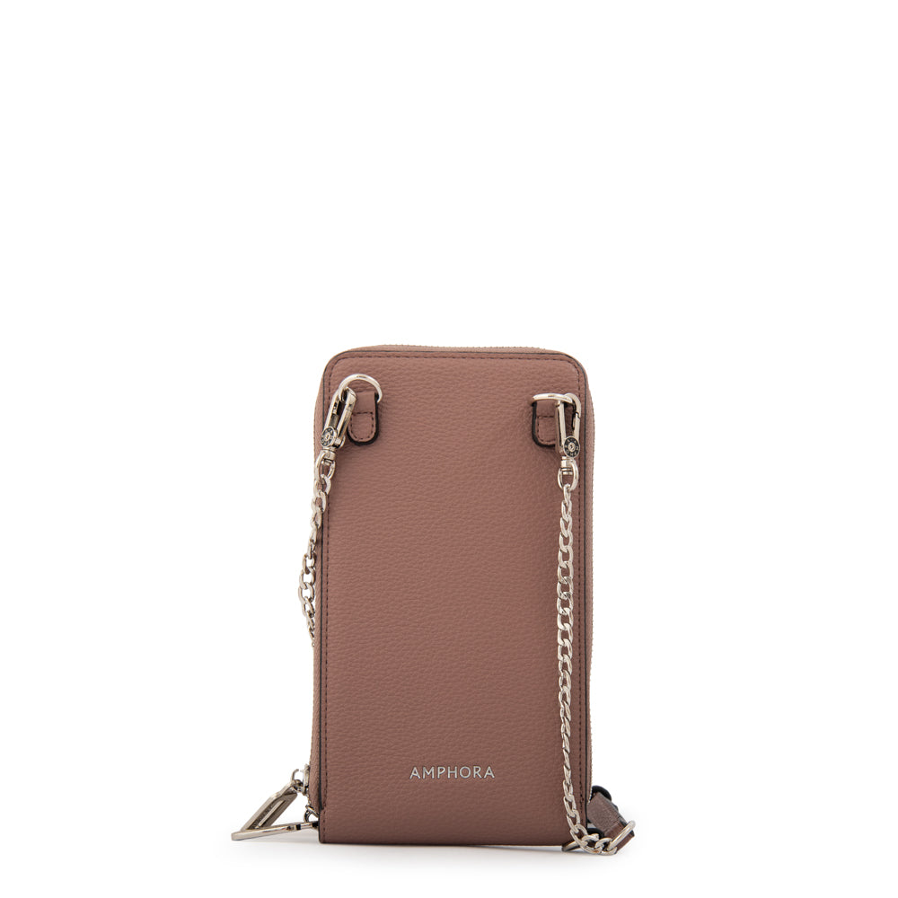 Cartera bandolera porta celular rocy pequeña rosa viejo