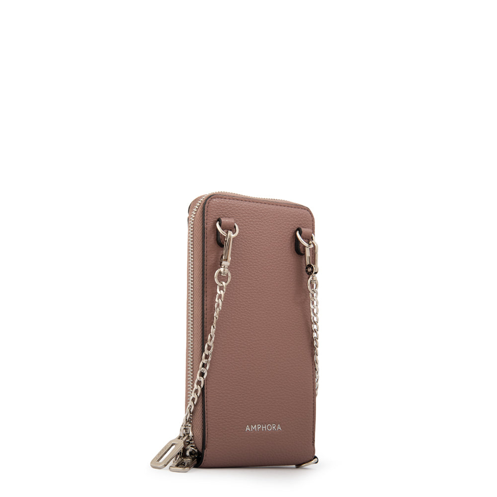 Cartera bandolera porta celular rocy pequeña rosa viejo