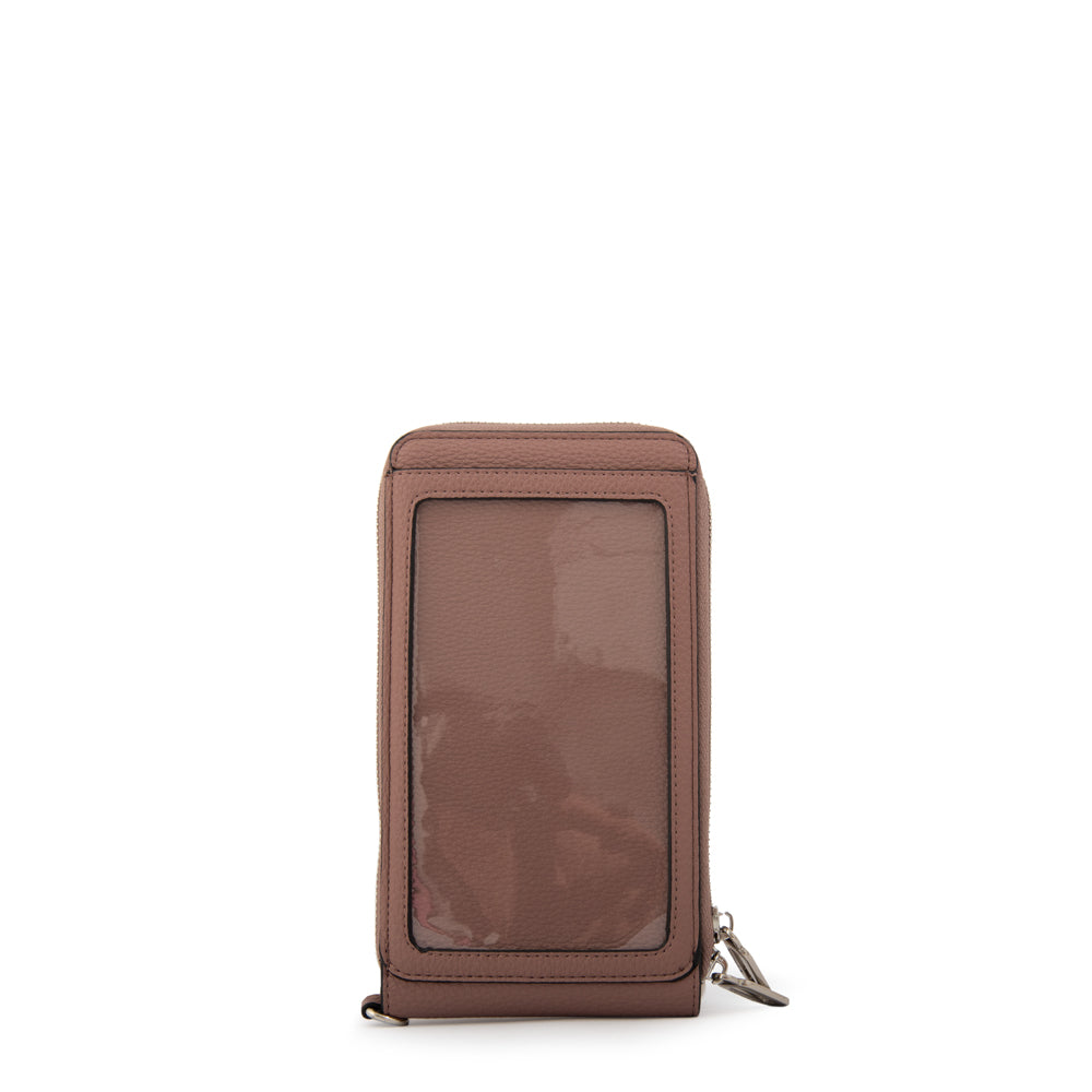 Cartera bandolera porta celular rocy pequeña rosa viejo