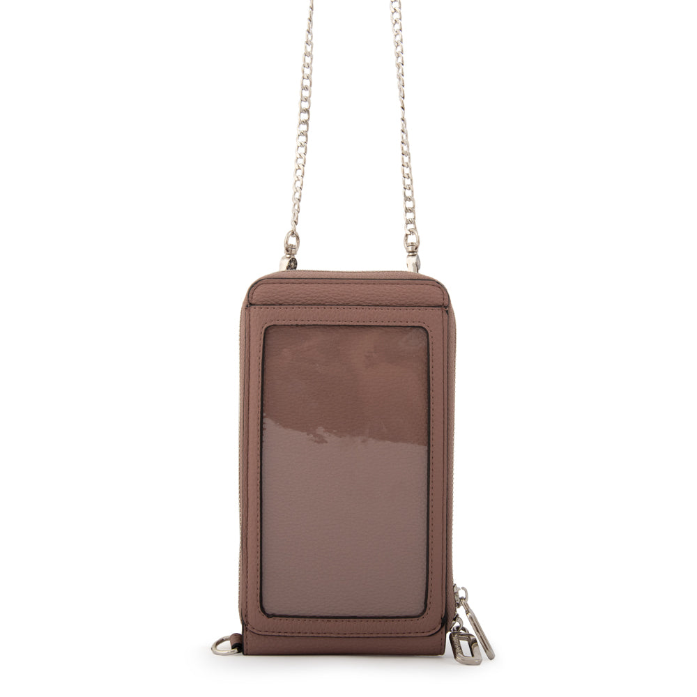 Cartera bandolera porta celular rocy pequeña rosa viejo