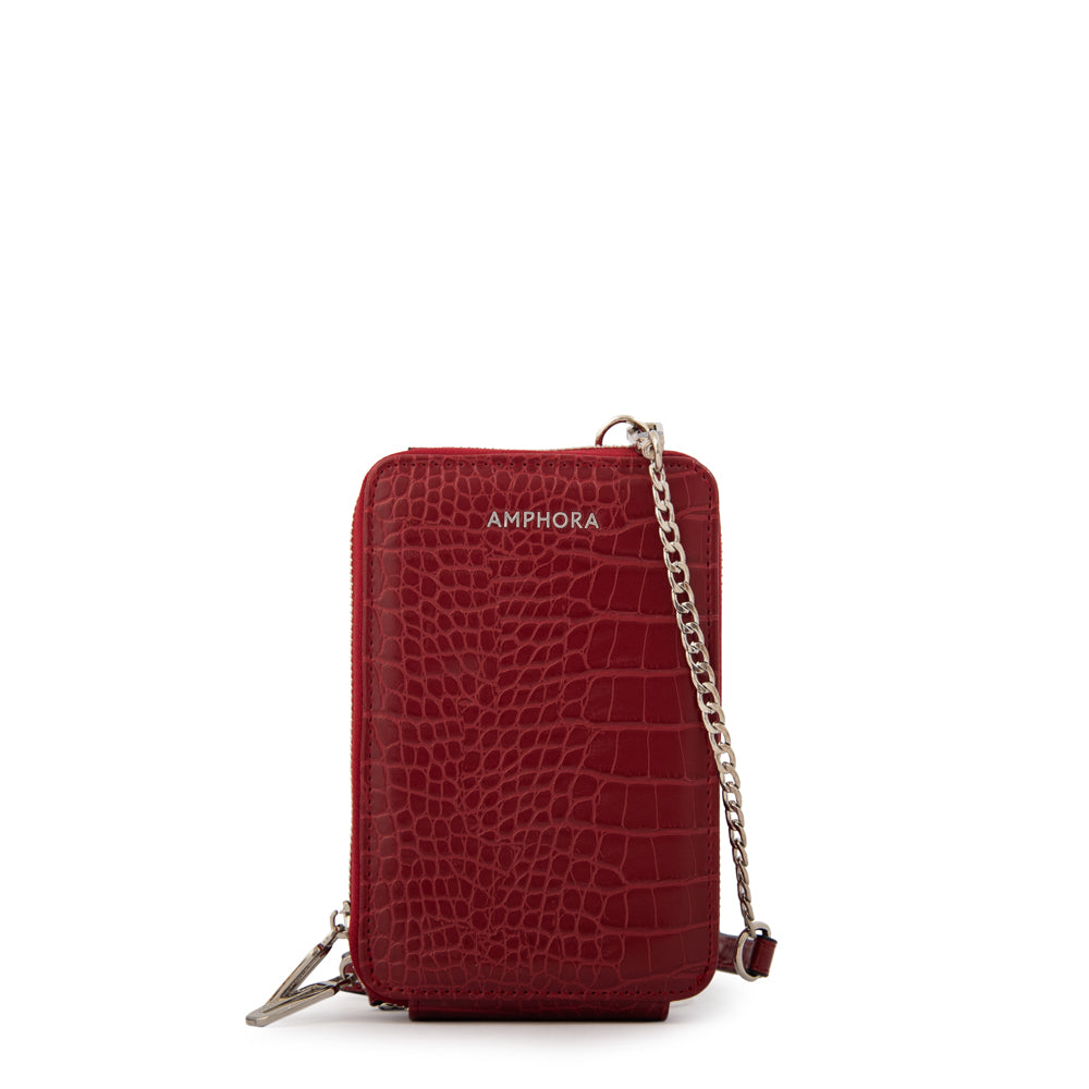 Cartera bandolera porta celular boga pequeña rojo