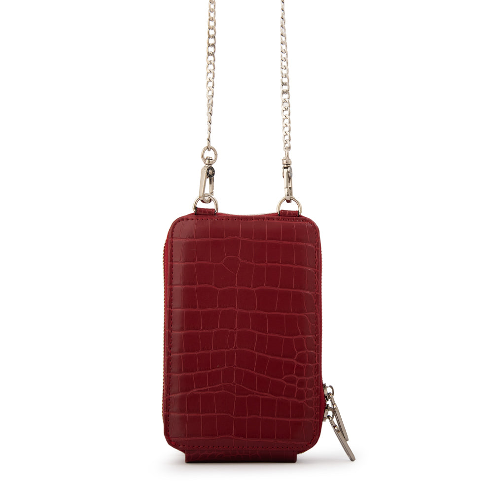 Cartera bandolera porta celular boga pequeña rojo
