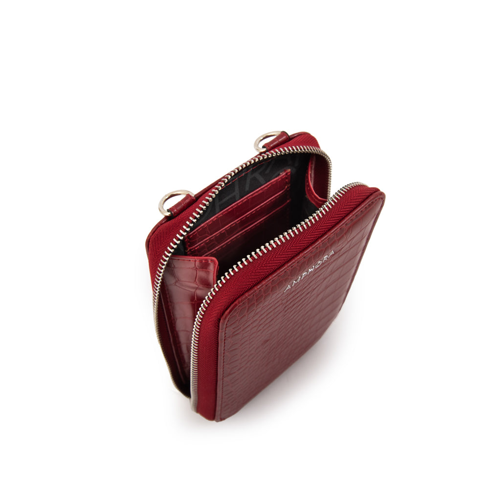 Cartera bandolera porta celular boga pequeña rojo