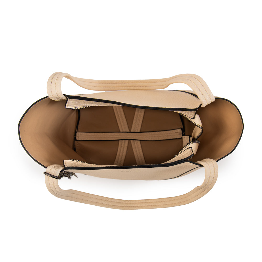 Cartera tote miriam mediana blanco crudo